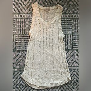 Joan Vass Studio Knit Pullover Vest Top M Off White Spring Summer VGUC